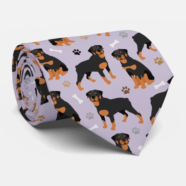 Rottweiler Dog Bones and Paws Neck Tie Krawatte (Gerollt)