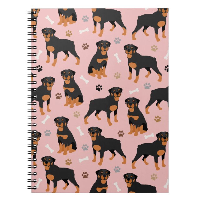 Rottweiler Dog Bones and Paws Notebook Notizblock (Vorderseite)