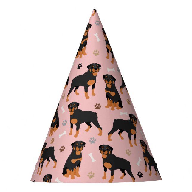 Rottweiler Dog Bones and Paws Party Hat Partyhütchen (Vorderseite)