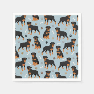 Rottweiler Dog Bones and Paws Serviette