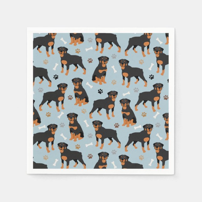 Rottweiler Dog Bones and Paws Serviette (Vorderseite)