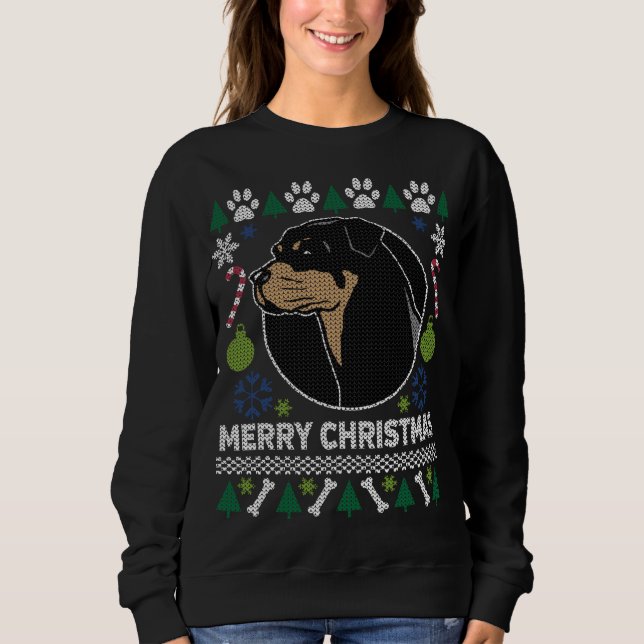 Rottweiler Dog Breed Ugly Christmas Sweater Sweatshirt (Vorderseite)