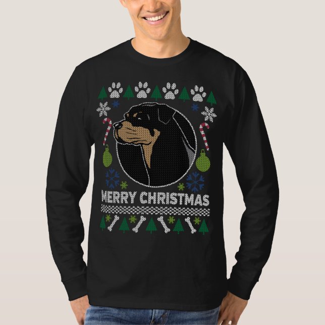 Rottweiler Dog Breed Ugly Christmas Sweater T-Shirt (Vorderseite)