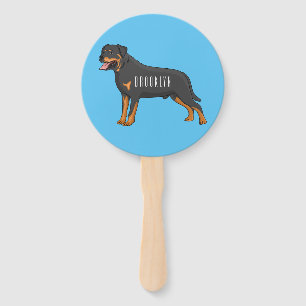 Rottweiler dog cartoon illustration fächer