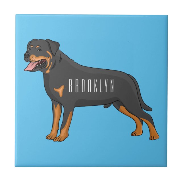 Rottweiler dog cartoon illustration  fliese (Vorderseite)