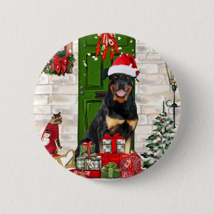 Rottweiler Dog Christmas Button