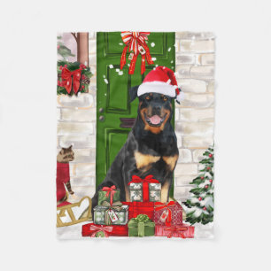 Rottweiler Dog Christmas Fleecedecke