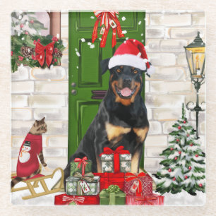 Rottweiler Dog Christmas Glasuntersetzer