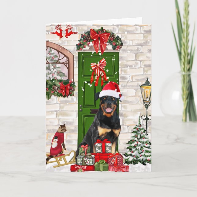Rottweiler Dog Christmas Karte (Vorderseite)