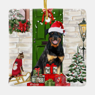 Rottweiler Dog Christmas Keramikornament