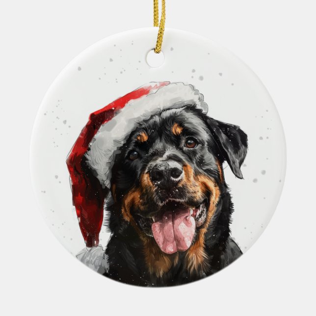 Rottweiler Dog Christmas Personalized Keramik Ornament (Vorne)