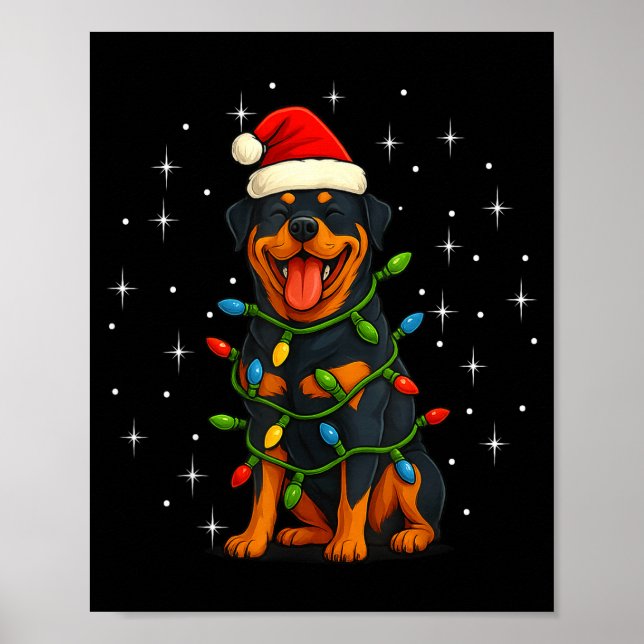 Rottweiler Dog Christmas Pj Pajama Men Women Pjs F Poster (Vorne)