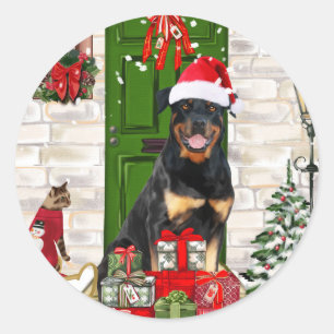 Rottweiler Dog Christmas Runder Aufkleber