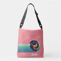 Rottweiler Dog Custom Name Retro Stripe