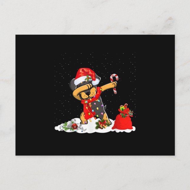 Rottweiler Dog Dabbing Funny Christmas Geschenk Ankündigungspostkarte (Vorderseite)