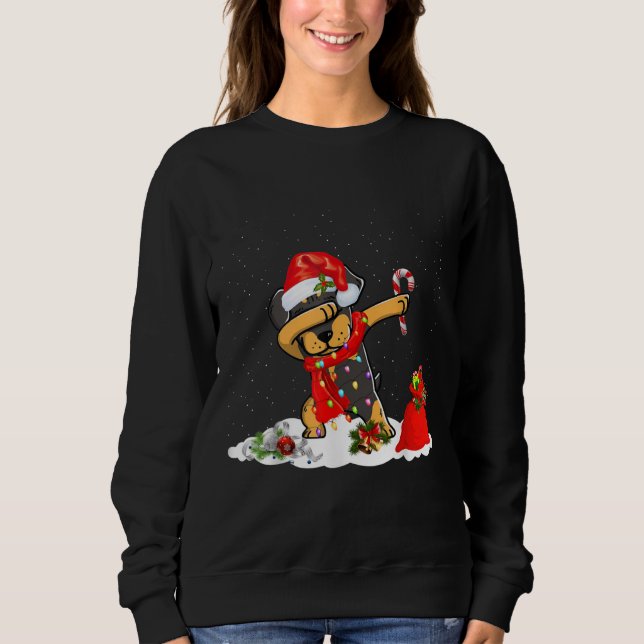 Rottweiler Dog Dabbing Funny Christmas Geschenk Sweatshirt (Vorderseite)