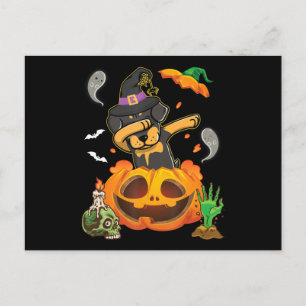 Rottweiler Dog Dabbing zu öffnen Pumpkin Ei glückl Feiertagspostkarte