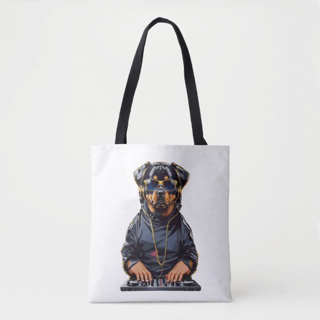 Rottweiler Dog Dj mit Turntable und Kopfhörern (Vorderseite)