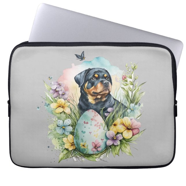 Rottweiler Dog Easter Egg, Happy Easter Rottweiler Laptopschutzhülle (Vorderseite)