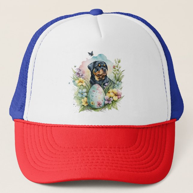 Rottweiler Dog Easter Egg, Happy Easter Rottweiler Truckerkappe (Vorderseite)