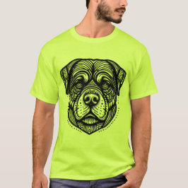 Rottweiler Dog Face - Black Line Art T-Shirt