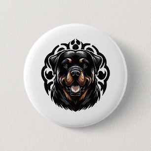 Rottweiler Dog Face Button