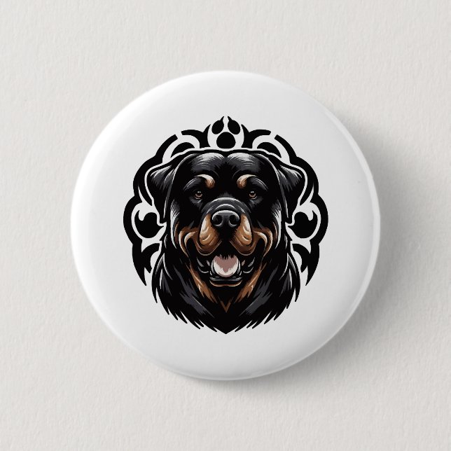 Rottweiler Dog Face Button (Vorderseite)