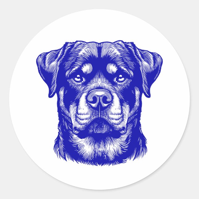 Rottweiler Dog Face - Line Art Runder Aufkleber (Vorderseite)