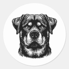 Rottweiler Dog Face- Line Art Runder Aufkleber