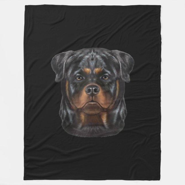 Rottweiler Dog Face Zip Hoodie Fleecedecke (Vorderseite)