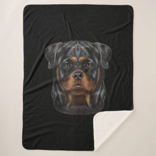 Rottweiler Dog Face Zip Hoodie Sherpadecke