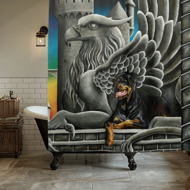 Rottweiler Dog Fantasy Gargoyle Duschvorhang (Von Creator hochgeladen)