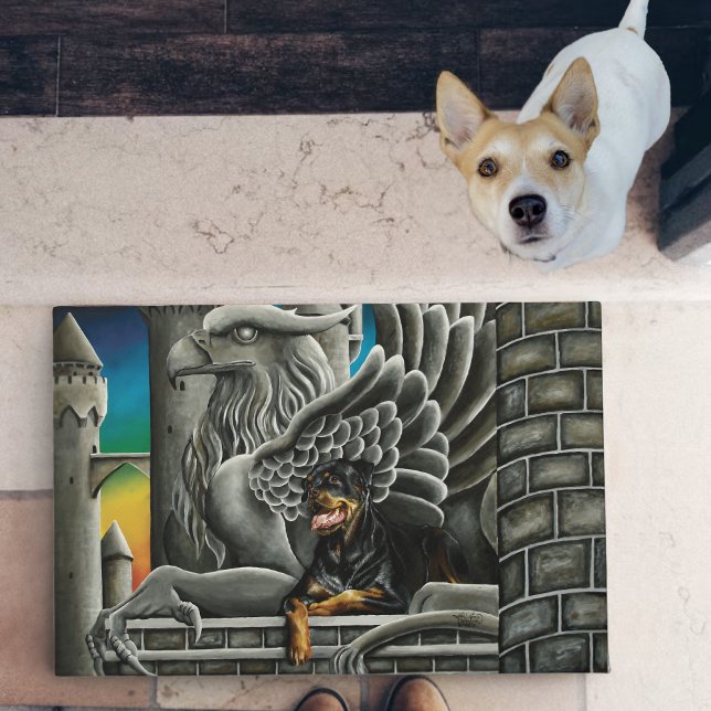 Rottweiler Dog Gargoyle Fantasy Fußmatte (Von Creator hochgeladen)