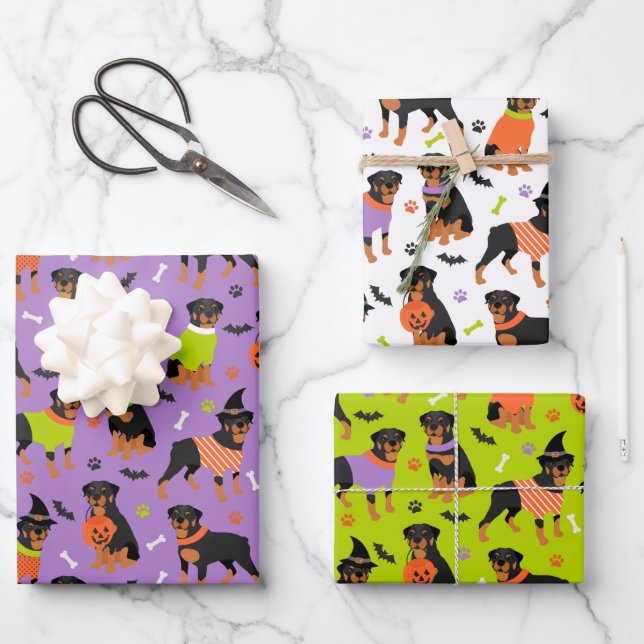 Rottweiler Dog Halloween Geschenkpapier Set (Vorderseite)