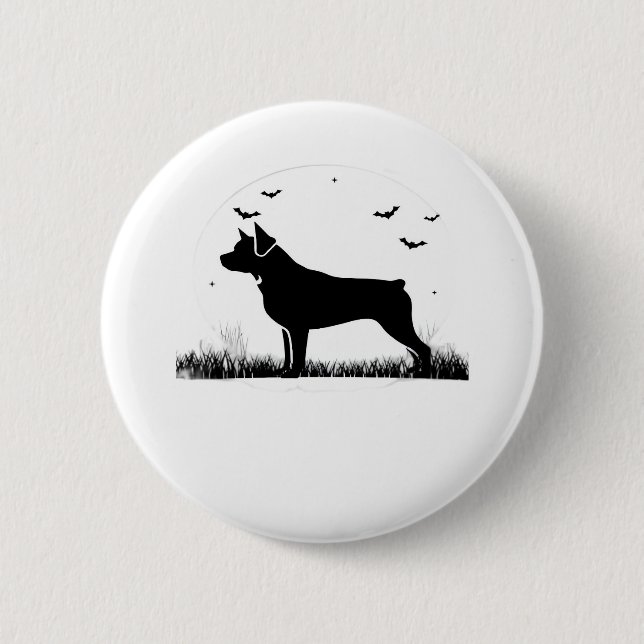Rottweiler Dog - Halloween Moon Silhouette Oversiz Button (Vorderseite)