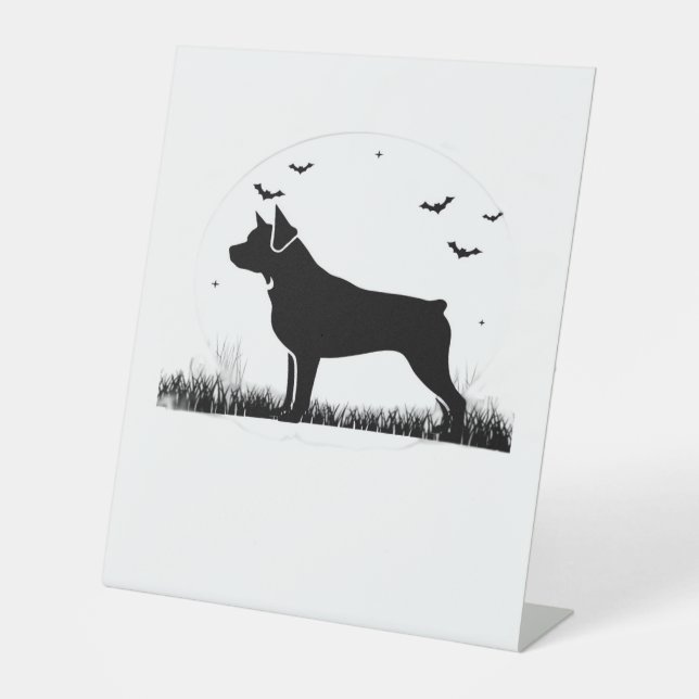 Rottweiler Dog - Halloween Moon Silhouette Oversiz Sockelschild (Vorderseite)
