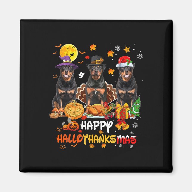 Rottweiler Dog Happy Halloween Erntedank Merry Magnet (Vorne)