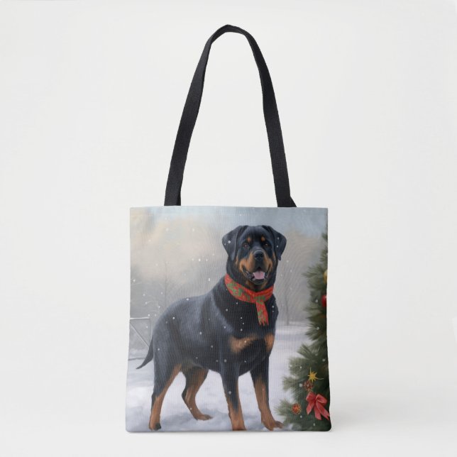Rottweiler Dog in Schnee Weihnachten (Vorderseite)
