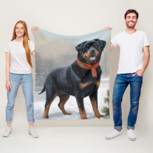 Rottweiler Dog in Schnee Weihnachten Fleecedecke