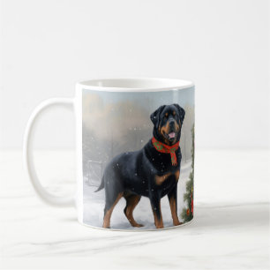 Rottweiler Dog in Schnee Weihnachten Kaffeetasse