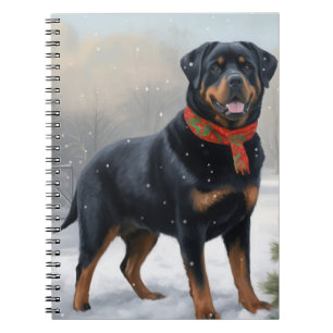 Rottweiler Dog in Schnee Weihnachten Notizblock