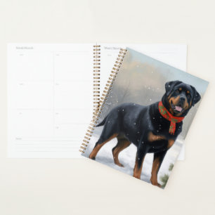 Rottweiler Dog in Schnee Weihnachten Planer