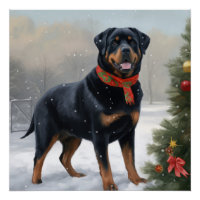Rottweiler Dog in Schnee Weihnachten