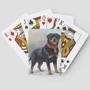 Rottweiler Dog in Schnee Weihnachten Spielkarten