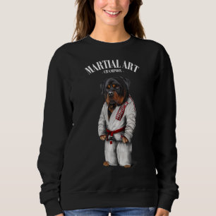 Rottweiler Dog Judo Karate Master in White Judogi Sweatshirt