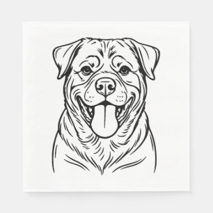Rottweiler Dog Line Art - minimalistische Kunstlin Serviette