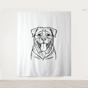 Rottweiler Dog Line Art - minimalistische Kunstlin Wandteppich