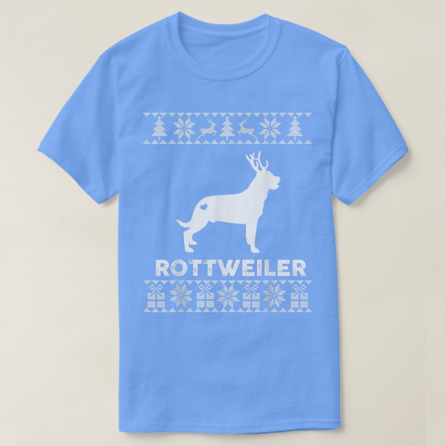 Rottweiler Dog Lover Xmas Reindeer Ugly Christmas T-Shirt (Design vorne)