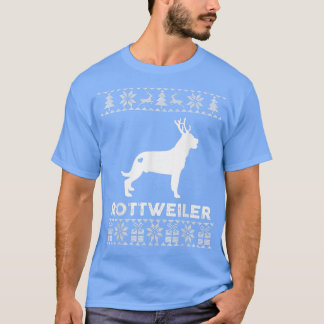 Rottweiler Dog Lover Xmas Reindeer Ugly Christmas T-Shirt