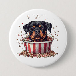 Rottweiler Dog Movie Popcorn Ecket Button
